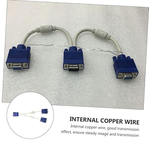 Operitacx 2 قطعة كابل محول مقسم فيديو Vga مزدوج دبوس ذكر إلى سلك جهاز عرض مزدوج أنثى مع سلك سميك وحلقات مغناطيسية لنقل البيانات بشكل ثابت in Kuwait
