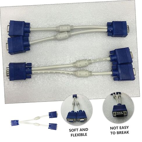 Operitacx 2 قطعة كابل محول مقسم فيديو Vga مزدوج دبوس ذكر إلى سلك جهاز عرض مزدوج أنثى مع سلك سميك وحلقات مغناطيسية لنقل البيانات بشكل ثابت in Kuwait