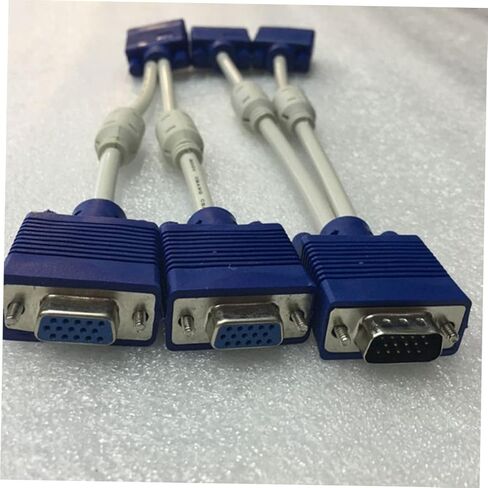 Operitacx 2 قطعة كابل محول مقسم فيديو Vga مزدوج دبوس ذكر إلى سلك جهاز عرض مزدوج أنثى مع سلك سميك وحلقات مغناطيسية لنقل البيانات بشكل ثابت in Kuwait