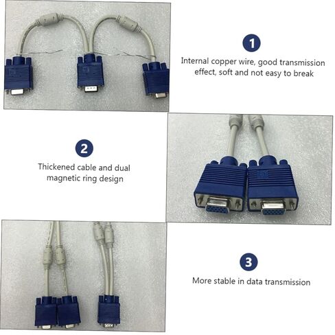 DOITOOL 2 قطعة كابل مقسم VGA ذكر إلى أنثى مزدوج محول فيديو لشاشة عرض مزدوجة مكبر صوت متين موصل شاشة الكمبيوتر in Kuwait