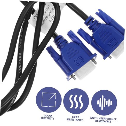كابل موصل Vga متعدد الوظائف من Operitacx لشاشة العرض وجهاز العرض، سلك بيانات Vga متين مقاوم للتآكل لنقل شاشة الكمبيوتر المحمول in Kuwait