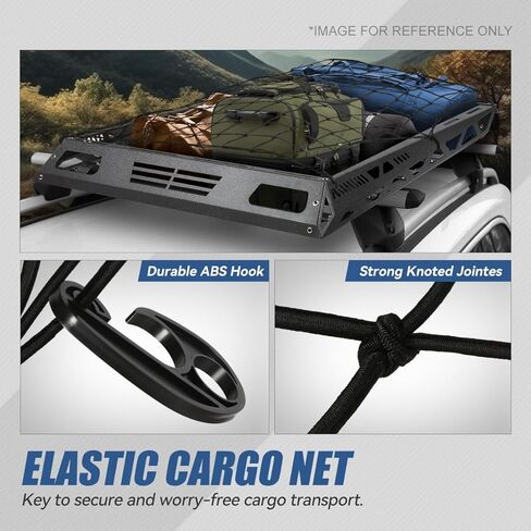 Auto Dynasty Universal 55 بوصة طول × 41 بوصة عرض حامل سقف علوي حامل البضائع سلة فولاذية مع هدية الرياح وشبكة شحن، سعة 150 رطل، طلاء مسحوق أسود خشن in Kuwait