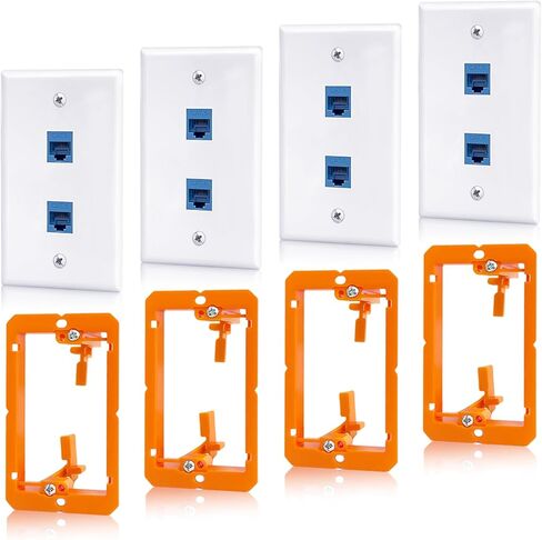 10 Pack Ethernet Wall Outlet, 1-Port Cat6 RJ45 Keystone Jack with Single Gang Low Voltage Mounting Bracket, Ethernet Wall Plate Blue Coupler Female to Female Network Cable Cover in Saudi Arabia