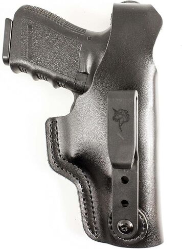 حافظة DeSantis Dual Carry II IWB/OWB - حافظة جلدية، تناسب GLOCK 19/19 GEN 5/19X/23/32/36/45/48، Beretta Cougar 9/40، S&W 99/990 L 4 بوصات، SIG P225/P228/P229/P225-A1/P220 Carry- رسم اليد اليمنى، أسود in Kuwait