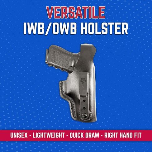 حافظة DeSantis Dual Carry II IWB/OWB - حافظة جلدية، تناسب GLOCK 19/19 GEN 5/19X/23/32/36/45/48، Beretta Cougar 9/40، S&W 99/990 L 4 بوصات، SIG P225/P228/P229/P225-A1/P220 Carry- رسم اليد اليمنى، أسود in Kuwait