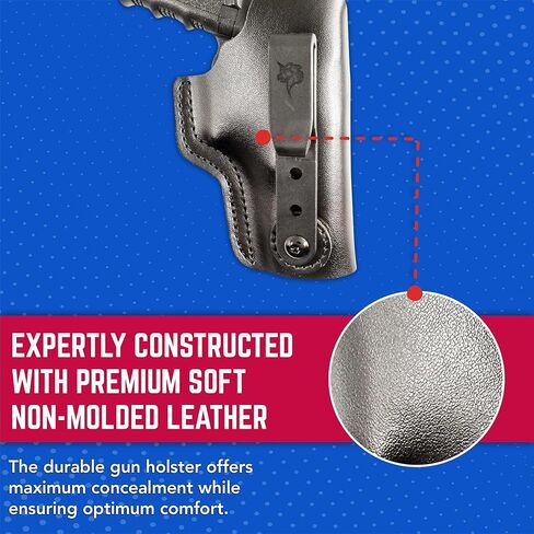 حافظة DeSantis Dual Carry II IWB/OWB - حافظة جلدية، تناسب GLOCK 19/19 GEN 5/19X/23/32/36/45/48، Beretta Cougar 9/40، S&W 99/990 L 4 بوصات، SIG P225/P228/P229/P225-A1/P220 Carry- رسم اليد اليمنى، أسود in Kuwait