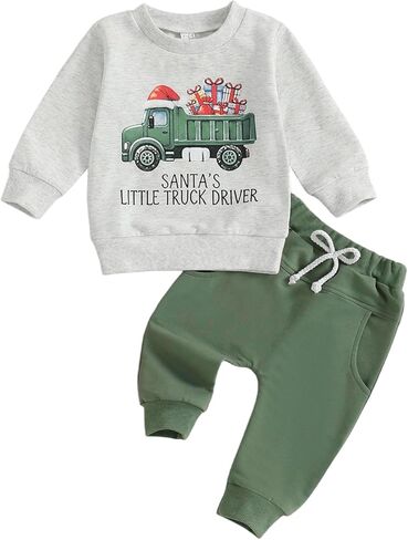 WZTYYDS طفل رضيع صبي زي عيد الميلاد رسالة الرسم Crewneck البلوز بلايز و الركض فستان أطفال مع سروال داخلي ملابس الخريف والشتاء in Saudi Arabia