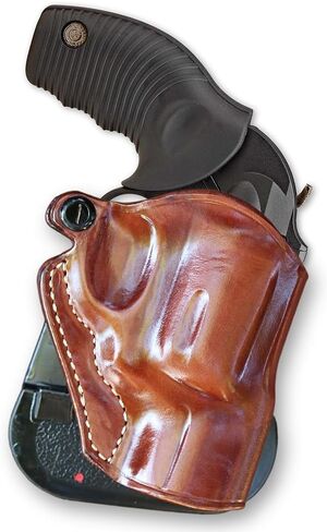 Masc Premium Leather OWB Paddle Holster مفتوح من الأعلى يناسب Taurus 605 Poly Protector .357 Mag 2 "برميل، رسم باليد اليمنى، بني #1421# in Kuwait