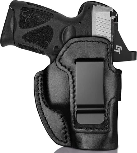 حافظة جلدية فاخرة IWB لـ Taurus G3C/G2C/G2S/G2 PT111/PT140/G3C Toro/TX22 مدمجة، حافظة حمل مخفية جاهزة للبصر، مشبك فولاذي يناسب حزام 1.75 بوصة، حزام خصر داخلي، أسود، اليد اليمنى/اليسرى in Kuwait