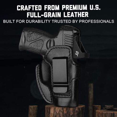 حافظة جلدية فاخرة IWB لـ Taurus G3C/G2C/G2S/G2 PT111/PT140/G3C Toro/TX22 مدمجة، حافظة حمل مخفية جاهزة للبصر، مشبك فولاذي يناسب حزام 1.75 بوصة، حزام خصر داخلي، أسود، اليد اليمنى/اليسرى in Kuwait