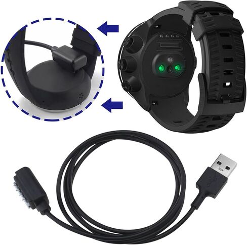 Create idea 2PCS 1m Magnetic Connector USB Charging Cable Compatible with Suunto 9 Spartan EON Core Ultra HR 9 Bar D5 Smart Watch - Black in Saudi Arabia