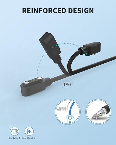 Smart Watch Charger for PODOEIL 2 Pin 2Ft/60cm USB Portable Magnetic Charging Cable Cord for PODOEIL in Saudi Arabia