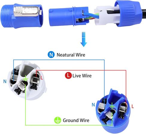 1 حزمة كابل طاقة PowerCon - 3 دبوس إدخال PowerCON AC لإخراج كابلات تمديد لصرخة LED، إضاءة المسرح، معدات الصوت والفيديو، العرض المباشر (25 قدمًا) in Kuwait