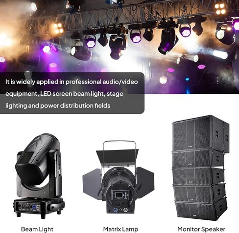 1 حزمة كابل طاقة PowerCon - 3 دبوس إدخال PowerCON AC لإخراج كابلات تمديد لصرخة LED، إضاءة المسرح، معدات الصوت والفيديو، العرض المباشر (25 قدمًا) in Kuwait