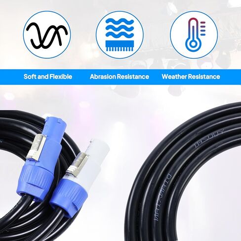 1 حزمة كابل طاقة PowerCon - 3 دبوس إدخال PowerCON AC لإخراج كابلات تمديد لصرخة LED، إضاءة المسرح، معدات الصوت والفيديو، العرض المباشر (25 قدمًا) in Kuwait