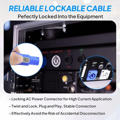 1 حزمة كابل طاقة PowerCon - 3 دبوس إدخال PowerCON AC لإخراج كابلات تمديد لصرخة LED، إضاءة المسرح، معدات الصوت والفيديو، العرض المباشر (25 قدمًا) in Kuwait