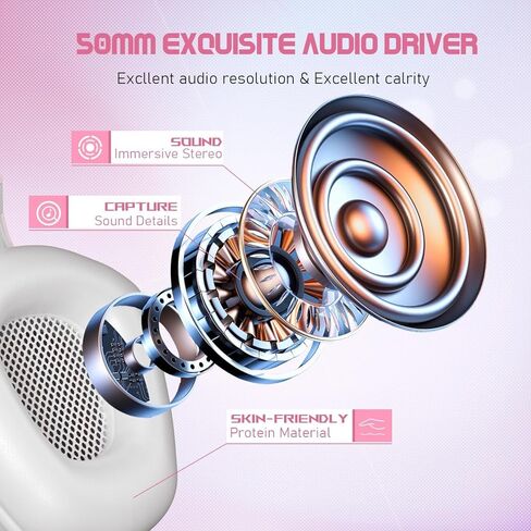 سماعة ألعاب وردية مع ميكروفون للفتيات والنساء، سماعات رأس سلكية سلكية فوق الأذن بصوت محيطي مع ميكروفون، باس، متوافقة مع أجهزة الكمبيوتر الشخصية وأجهزة الكمبيوتر المحمولة وأجهزة الكمبيوتر المحمولة وأجهزة الكمبيوتر المحمولة وأجهزة الكمبيوتر المحمولة وأجهزة  in Kuwait