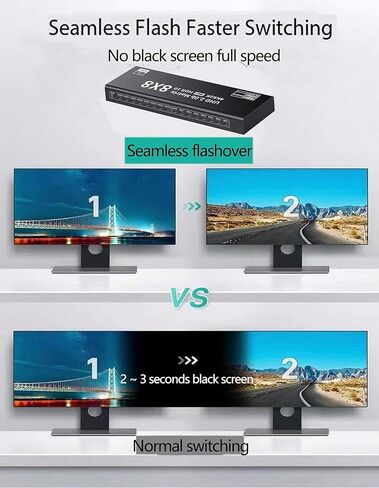 HDMI مصفوفة التبديل 8 × 8 4K المتفجرة HDMI2.0 موزع مصفوفة 8 في 8 خارج مصفوفة فيديو التبديل الفاصل HD 4K @ 60 هرتز دعم RS232 EDID IR التحكم عن بعد HDR 18 جيجابت في الثانية 3D 3.5 ملم صوت ستيريو بلو راي DVD et in Kuwait