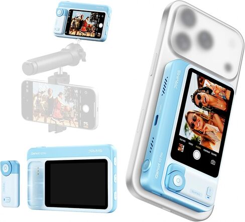 شاشة 7RYMS Qshot V2 Pro Selfie لأجهزة iPhone وAndroid، شاشة كاميرا خلفية MagSafe بدقة 4K 60 إطارًا في الثانية مع وضع سلكي/لاسلكي، نطاق 164 قدمًا، جهاز تحكم عن بعد، شاشة فيديو لمدونة الفيديو والبث المباشر - أسود in Kuwait
