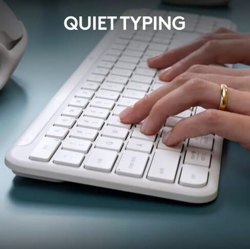 لوحة مفاتيح لاسلكية Logitech Signature Slim K950، تصميم أنيق، تبديل الكتابة بين الأجهزة، كتابة هادئة، بلوتوث، أنظمة تشغيل متعددة، Windows، Mac، Chrome - أبيض فاتح (متجدد) in Kuwait