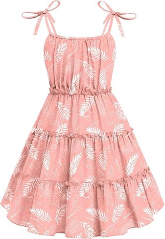 Arshiner Girls 'Summer Sundress Boho Spaghetti Strap Fruffled Tiered Dresses Dresses Midi Cami Dress in Saudi Arabia