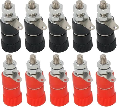 5Pcs 4mm Banana Socket Binding Post Nut Banana Jack Connector Nickel Plated(5Black) in Kuwait
