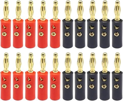 20pcs/10pairs Audio Speaker Screw Banana Gold Plate Connector 4mm Black Red Gold in Saudi Arabia