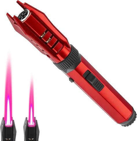 Torch Cool Lighter, Windproof Refillable Butane Jet Flame Lighters, 360° Inverted Ignition, Safety Lock, Adjustable Straight Flame for Candles BBQ Baking, Camping, Gift(Silver) in Saudi Arabia