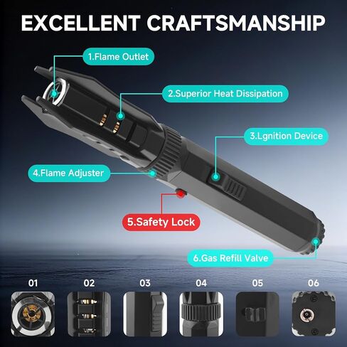 Torch Cool Lighter, Windproof Refillable Butane Jet Flame Lighters, 360° Inverted Ignition, Safety Lock, Adjustable Straight Flame for Candles BBQ Baking, Camping, Gift(Silver) in Saudi Arabia