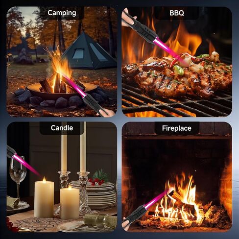 Torch Cool Lighter, Windproof Refillable Butane Jet Flame Lighters, 360° Inverted Ignition, Safety Lock, Adjustable Straight Flame for Candles BBQ Baking, Camping, Gift(Silver) in Saudi Arabia