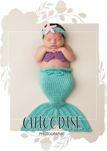 الدعائم التصوير الفوتوغرافي لحورية البحر لحديثي الولادة - مجموعة ملابس التقاط الصور للأطفال من الكروشيه جلسات تصوير للفتيات الرضع in Kuwait