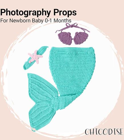 الدعائم التصوير الفوتوغرافي لحورية البحر لحديثي الولادة - مجموعة ملابس التقاط الصور للأطفال من الكروشيه جلسات تصوير للفتيات الرضع in Kuwait