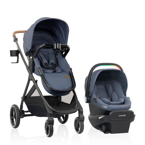 نظام السفر Evenflo Shyft Intuiti+ الذي يتميز بمقعد السيارة Revolve180 LiteMax NXT Preemie والرضع مع نظام SensorySoothe وGreen & Gentle (الصوان) in Saudi Arabia