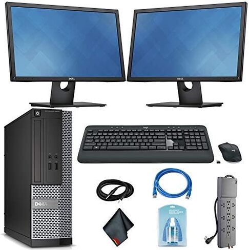 Dell OptiPlex 3020 Desktop Computer - Intel Core i5 i5-4590 3.30 GHz + Wireless Keyboard & Mouse + (2) Dual 22 Inch Monitors (Renewed) in Kuwait