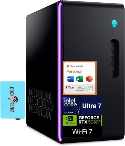 كمبيوتر مكتبي Alienware Aurora ACT1250 AI للألعاب (Intel Ultra 7 265F، GeForce RTX 5080 16GB GDDR7، 32GB DDR5، 4TB PCIe SSD، Win 11 Pro) مع MS 365 Personal، موسع منفذ USB DKZ in Saudi Arabia