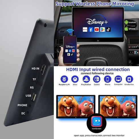 10.1 Inch Car TV Monitor, Android 12 Tablet, Back Seat Entertainment System with WiFi, Touch Screen, Bluetooth, USB/Hdmi in /2pcs Monitor in Saudi Arabia
