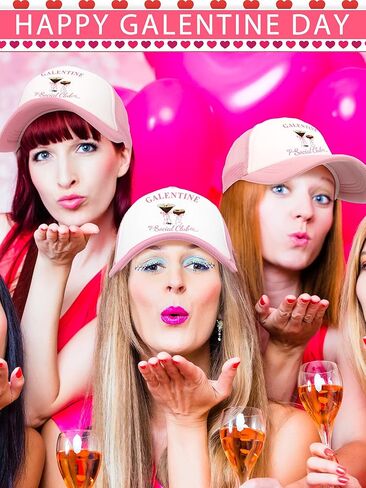 Suhine 8 Pack Galentine Trucker Hats for Women Valentine's Day Social Club Cap for Bestie Friends Galentine Gang Caps Valentine Sleepover Party Favors Goodie Bag Stuffers in Saudi Arabia