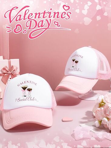 Suhine 8 Pack Galentine Trucker Hats for Women Valentine's Day Social Club Cap for Bestie Friends Galentine Gang Caps Valentine Sleepover Party Favors Goodie Bag Stuffers in Saudi Arabia