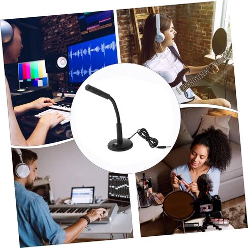 NOLITOY Desktop Microphone 3.5mm Chat Mic Portable Computer Microphone Black for Voice Recording Gaming Streaming Conference Use in Kuwait