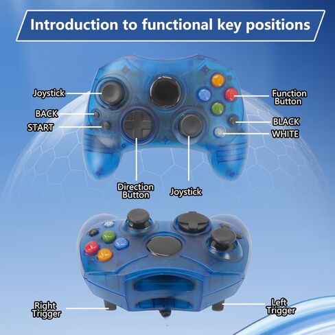 Artmavin Classic Wired Controller for Xbox S Type Console, Gamepad Joysticks with the Vibration Shock and Precision Analog Thumbsticks - Sapphire Blue in Saudi Arabia
