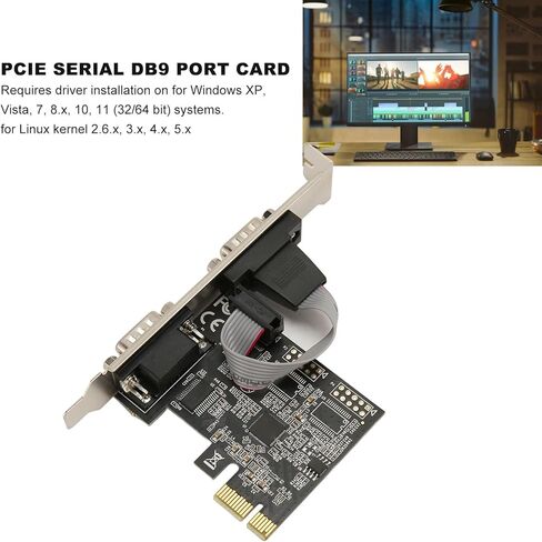 Dual Port PCI Express RS232 DB9 Serial Port Card, 2 PCI Express 1.0 x 1 Industrial Converter Adapter Controller for Desktop PC with ASIX AX99100, ARM Platforms in Kuwait