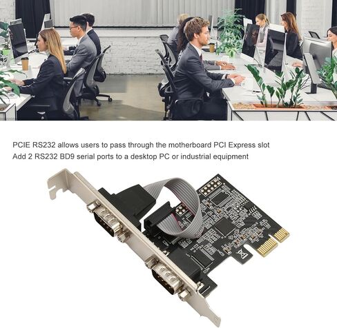 Dual Port PCI Express RS232 DB9 Serial Port Card, 2 PCI Express 1.0 x 1 Industrial Converter Adapter Controller for Desktop PC with ASIX AX99100, ARM Platforms in Kuwait