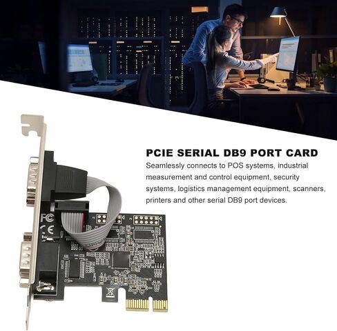 Dual Port PCI Express RS232 DB9 Serial Port Card, 2 PCI Express 1.0 x 1 Industrial Converter Adapter Controller for Desktop PC with ASIX AX99100, ARM Platforms in Kuwait