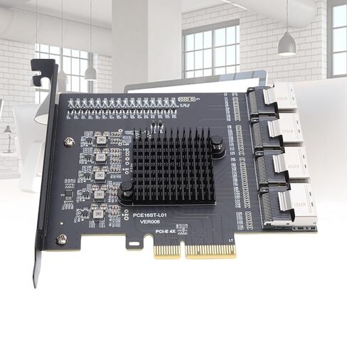 محول Diyeeni PCIE إلى 4 منافذ MINI SAS SFF 8087، وبطاقة توسيع PCIE 3.0 X4، يمكن أن يتوسع إلى 16 منفذًا Serial ATA 3.0، ومحول SFF 8087 لنظام التشغيل Windows 10 11 2003 وLinux in Kuwait