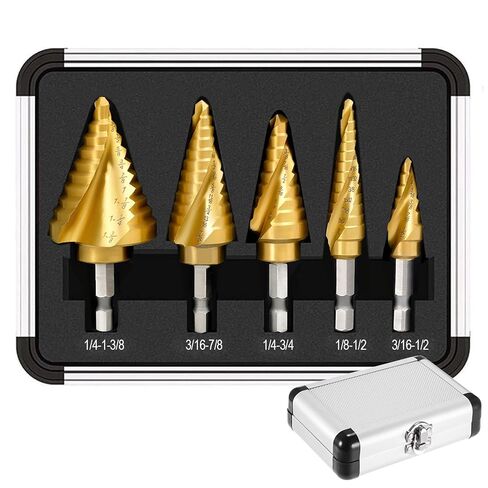 مثقاب خطوة كوبالت M35 1/4 بوصة إلى 3/4 بوصة، طلاء TiAlN 4 لقمة فلوت حلزونية، 9 مقاسات M35 مثقاب كوبالت HSS للفولاذ المقاوم للصدأ والمعادن والألومنيوم والبلاستيك in Kuwait