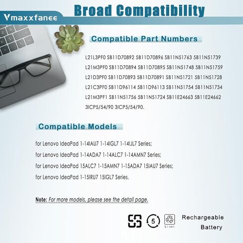 L21L3PF0 L21M3PF0 L21D3PF0 L21M3PF1 L21C3PF0 بطارية الكمبيوتر المحمول لينوفو IdeaPad 1-14ALC7 14IGL7 14IJL7 14IAU7 14ADA7 14AMN7 1-15ADA7 15IAU7 15ALC7 15IGL7 15IJL7 15AMN7 15IRU7 V15 G2-ITL سلسلة G2ITL in Saudi Arabia
