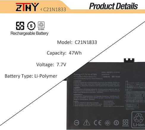 C21N1833 استبدال بطارية ASUS ZenBook 14 UM431 UM431D UM431DA UX431 UX431F UX431FA UX431FL UX431FN UX431D UX431DA VivoBook S14 S431 S431F S431FA S431FL X431 X431F X431FA X431FL C21PtJH 47 واط ساعة in Saudi Arabia