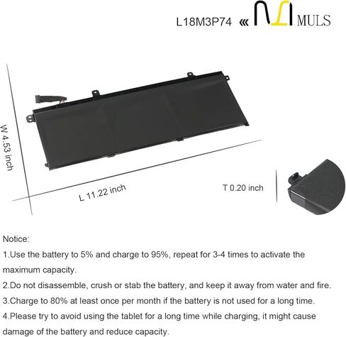 MULS 51WH L18M3P74 L18M3P73 Laptop Battery for Lenovo ThinkPad T490 T495 P43S T14 P14S Gen 1 2 1st 2nd 20N2 20N3 20RY 20RX 20NJ 20NK 20RH 20RJ 20S0 20S1 20W0 20W1 20S4 20S5 20VX 20VY L18L3P73 in Saudi Arabia