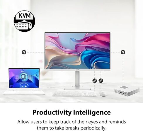 msi Modern MD27UPHW 27-inch IPS 3840 x 2160 (UHD) Computer Monitor,60 Hz,Adaptive-Synch,Display HDR 400,HDMI,DisplayPort,VESA Mountable,Height Adjustable,Speaker,White in Saudi Arabia