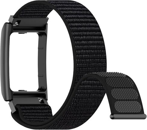 Nylon Loop Wristband + Frame Case Compatible with Amazfit Helio Strap Fitness Tracker, Sport Elastic Soft Breathable Adjustable Replacement Wrist Bands Bumper for Women Men in Saudi Arabia